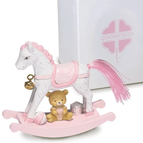 BOMBONIERA SOLIDALE per bambina - QF DUBLINO CAVALLO ROSA CM.11 H.10 C/BOX 