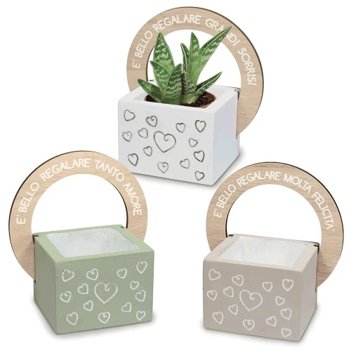 BOMBONIERA PER MATRIMONIO SOLIDALE - PORTAPIANTE CM.9X15 H.16 