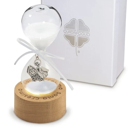 BOMBONIERA SOLIDALE PER MATRIMONIO - CLESSIDRA LED CRESIMA DM.6 H.13 CON BOX 