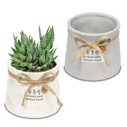 BOMBONIERA SOLIDALE Quadrifoglio - Vasetto PORTAPIANTE DM.9,5 H.8