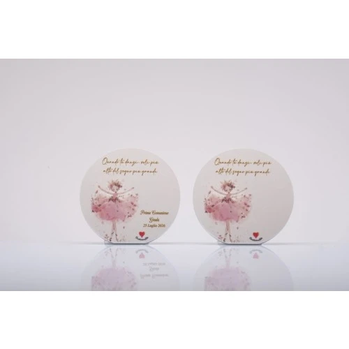 Bomboniera Solidale Comunione Bimba Cuorematto: Quadretto Ballerina Personalizzato cm.10