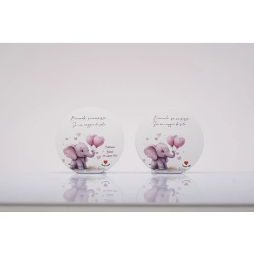 Bomboniera Solidale Cuorematto: Quadretto Elefantino per Nascita e Battesimo con Personalizzazione G