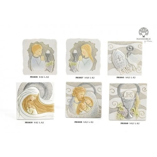 QUADRETTO COMUNIONE BIMBA CALICE UVA 8.6 CM. RESINA