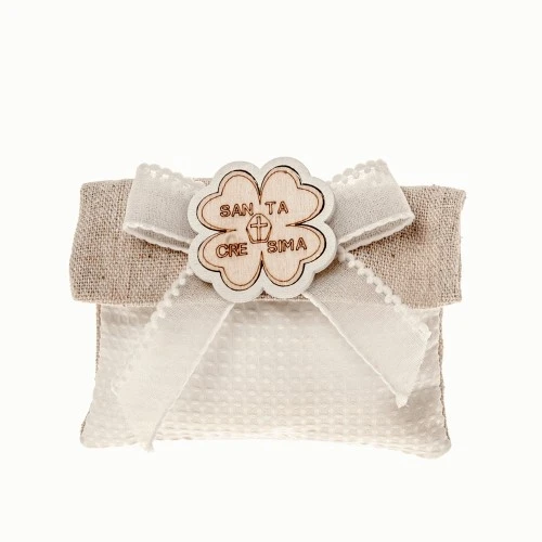 SACCHETTO CONFETTI QUADRIFOGLIO BUSTA CM10X8 CRESIMA 