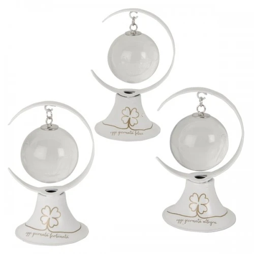 BOMBONIERA - QUADRIFOGLIO MONDO LED H.9 