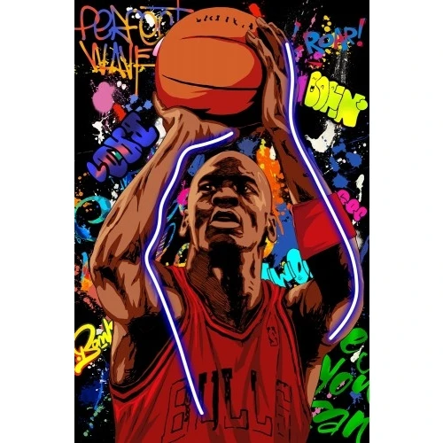 Quadro Basket Legend Street Art con Luci LED - Arte Moderna Sportiva