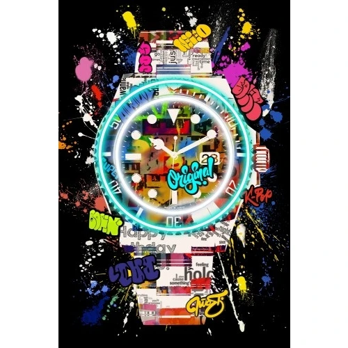 Quadro Orologio Rolex Luxury Graffiti con Luci LED - Arte Moderna Urban
