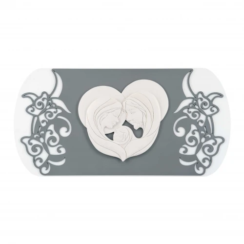 Quadro sacro con Sacra Famiglia e decori a farfalle