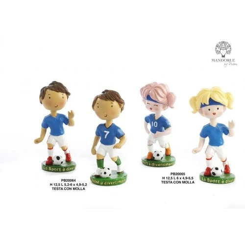 RAGAZZA CALCIATRICE TESTA SNOD. 12.5 CM. RESINA