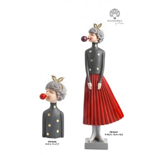RAGAZZA MEZZOBUSTO/CHEWING GUM 21 CM. RESINA