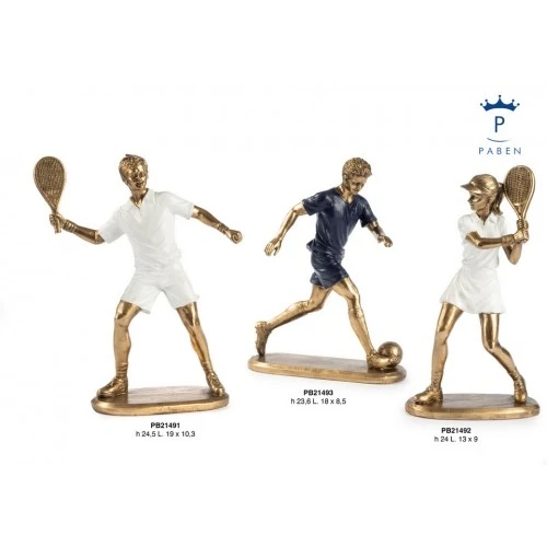 RAGAZZA TENNISTA 24 CM. RESINA BRONZO