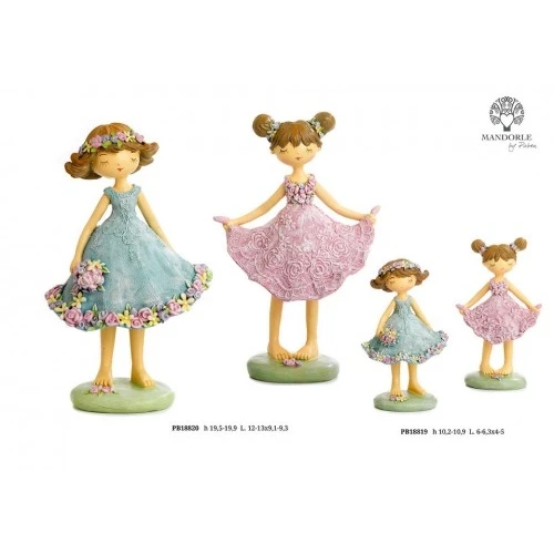 RAGAZZA VESTITO FIORI 10.9 CM. RESINA