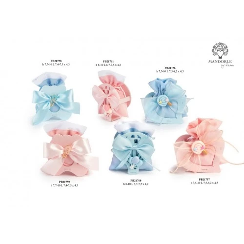 Sacchettino confetti per nascita con lella lecca cm.7,5 celeste rosa