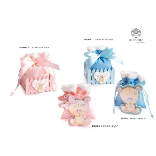 REGGISACCHETTO X CONFETTI ORSETTO CELESTE 8 CM. LEGNO STOFFA