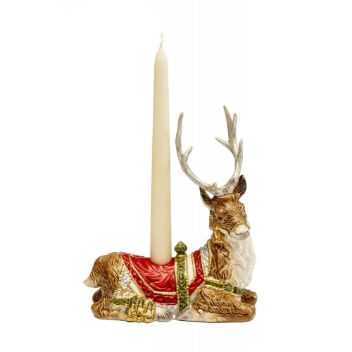 RENNA SEDUTA NATALIZIA PORTA CANDELA IN CERAMICA