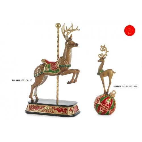 RENNA DA GIOSTRA CON DECOR. ORO 57 CM. RESINA