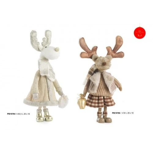 RENNA SPIR. CON VEST. A QUADRETTI 56 CM. RESINA STOFFA