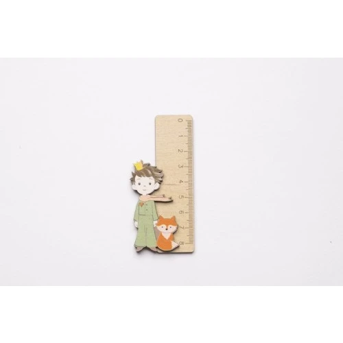 Bomboniera Solidale Comunione Bambino: Righello in Legno Piccolo Principe Cuorematto cm.9