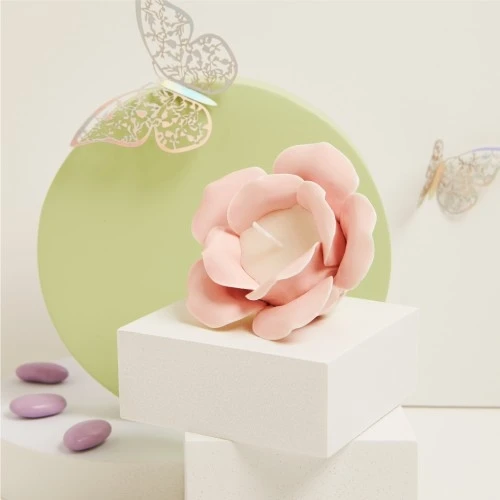 ROSA IN PORCELLANA ROSA CON CANDELA - CLARALUNA 2025