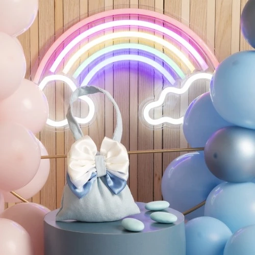 SACCHETTO CONFETTI CON FIOCCO AZZURRO