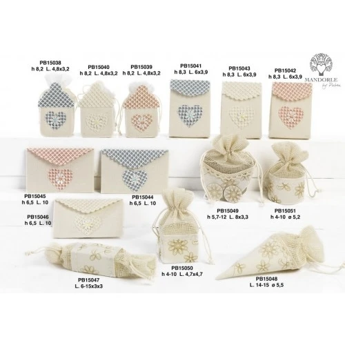 SACCHETTO CONFETTI CARTOC/FIORI 15 CM. STOFFA