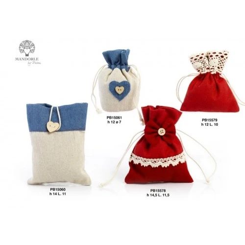 SACCHETTO CONFETTI CUORE 12 CM. JEANS