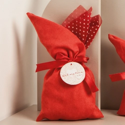 SACCHETTO CONFETTI POIS - MEDIUM ROSSO