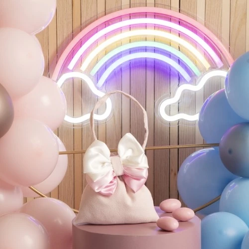 SACCHETTO CONFETTI CON FIOCCO ROSA