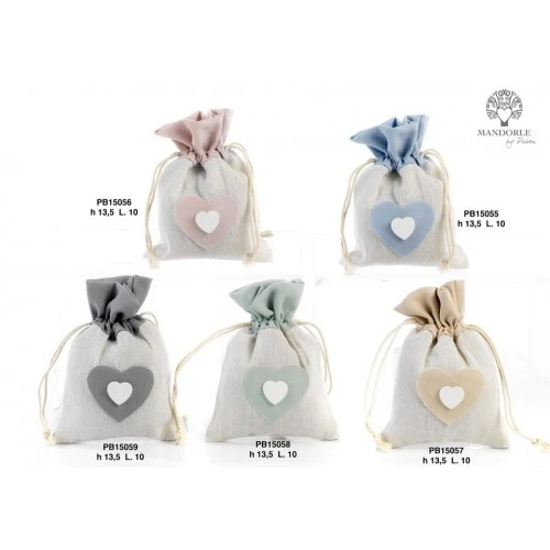 SACCHETTO CONFETTI CUORE GRIGIO 13.5 CM.