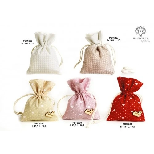 SACCHETTO PER CONF.AVANA 13.5 CM. STOF/CUORE LEG