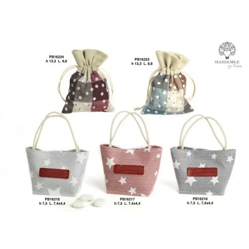 SACCHETTO X CONFETTI BORSA GRIGIA 7.5 CM. STOFFA