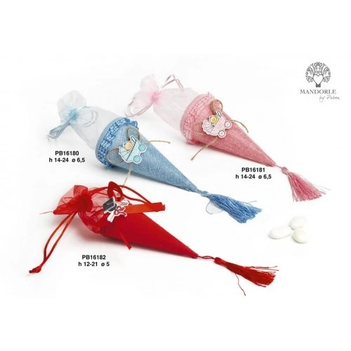 SACCHETTO X CONFETTI ROSA 14 CM. PLAST-STOFFA