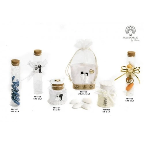 SACCHETTO X CONFETTI SPOSINI STIL. 16.5 CM. STOFFA