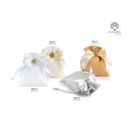 SACCHETTO X CONFETTI ARGENTO CON BRIL. 13.5 CM. STOFFA PLAST