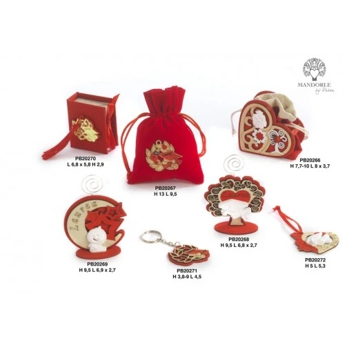 SACCHETTO X CONFETTI CON CORONA - TOCCO 13 CM. STOFFA LEGNO