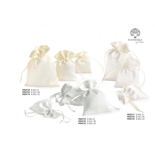 SACCHETTO X CONFETTI CREMA 18 CM. STOFFA
