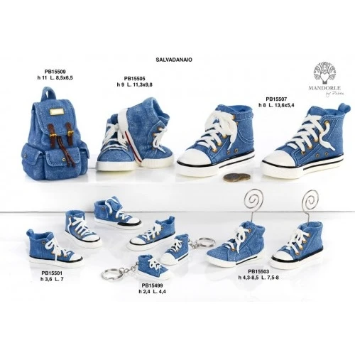 SALVADANAIO SCARPA GINNASTICA CELESTE 13.6 CM. RESINA