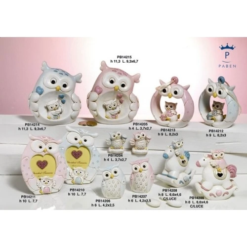 SALVADANAIO GUFO CELESTE 11.3 CM. RESINA