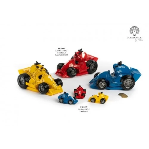 Bomboniere Comunione Maschietto: Macchine da corsa Salvadanaio Colorate e Originali cm. 18,8