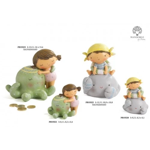 SALVADANAIO BIMBA POLPO 13.5 CM. RESINA