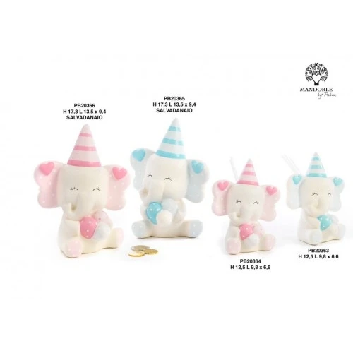 SALVADANAIO ELEFANTE CELESTE 17.3 CM. PORCELLANA