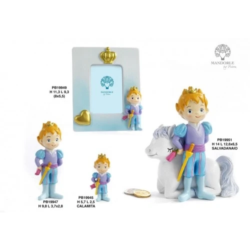 SALVADANAIO PRINCIPINO E CAVALLO 14 CM. RESINA