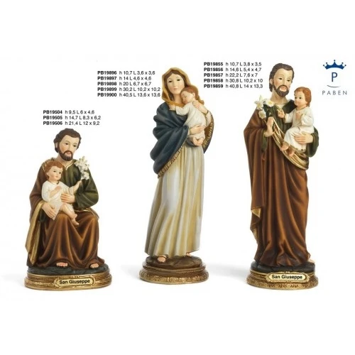 SAN GIUSEPPE CON BAMBINO E GIGLIO 14.6 CM. RESINA