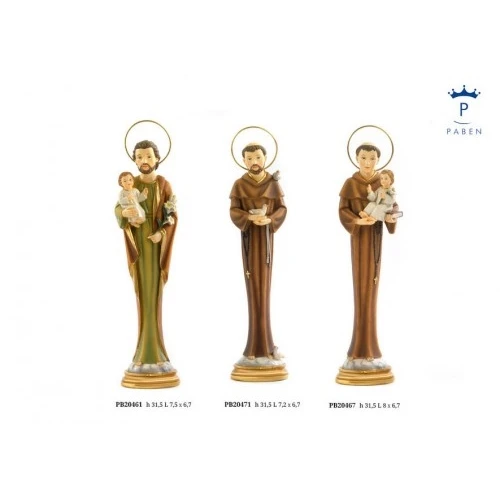 SAN GIUSEPPE CON BAMBINO E GIGLIO 31.5 CM. RESINA