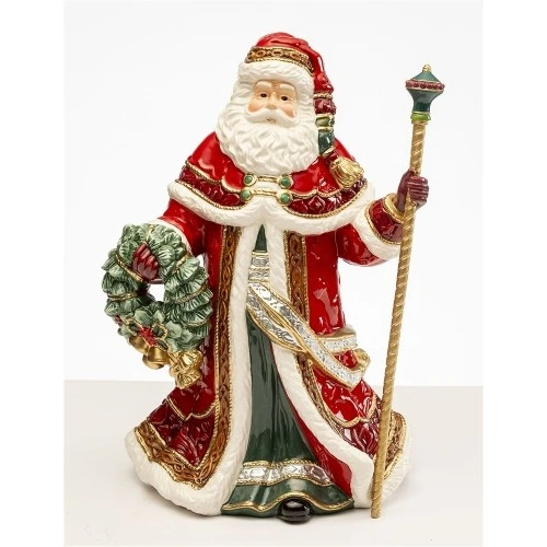 SANTA CLAUS CON GHIRLANDA IN CERAMICA