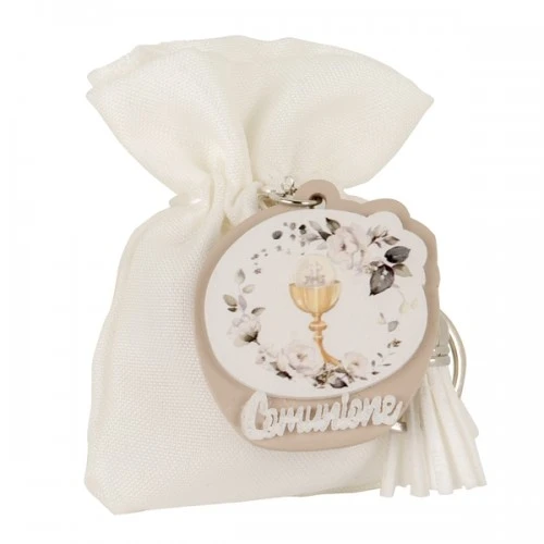 SACCHETTO CONFETTI SANTUS BAG PORTACHIAVE COMUNIONE 