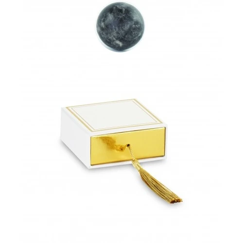 SCATOLA CONFETTI BIANCO/ORO CON NAPPA