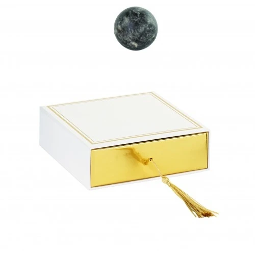 SCATOLA CONFETTI BIANCO/ORO CON NAPPA