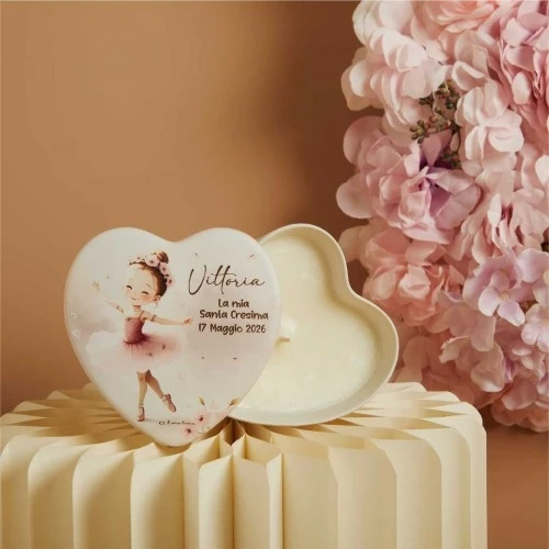 SCATOLA CLARALUNA CON BALLERINA PORTA CANDELA CM.12X12X4,5