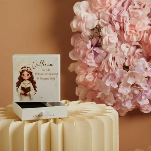 Scatola Confettata Claraluna Comunione Femmina Cm.10X10X3